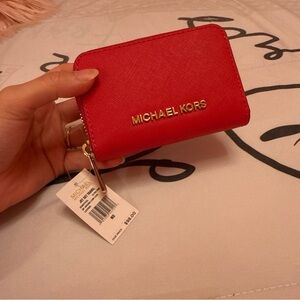 Michael Kors Vibrant Pink Zip Wallet Coin Purse MSRP: $98
